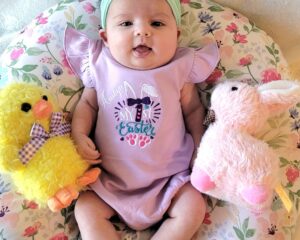 Personalized embroidered baby girl onesie with custom letter monogram